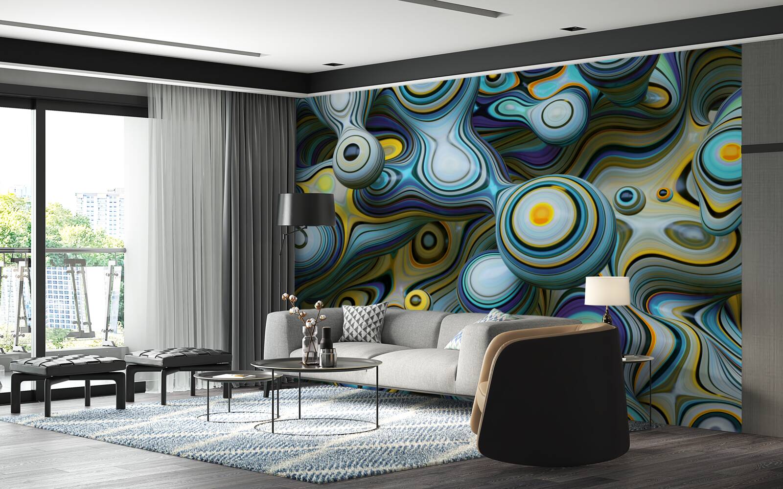 Fototapeta abstraktné obrazy loptičiek a jasných lúčov