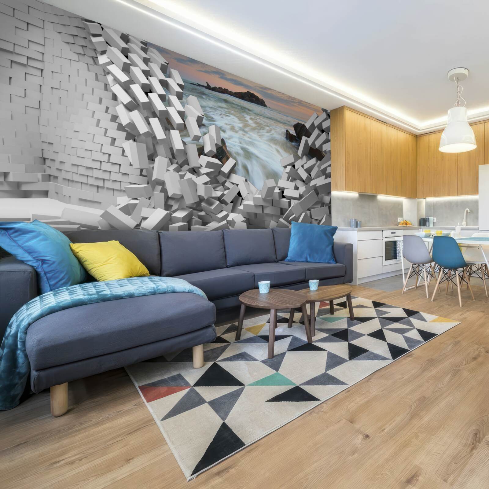 Fototapeta abstraktná stena je zničená vlnami