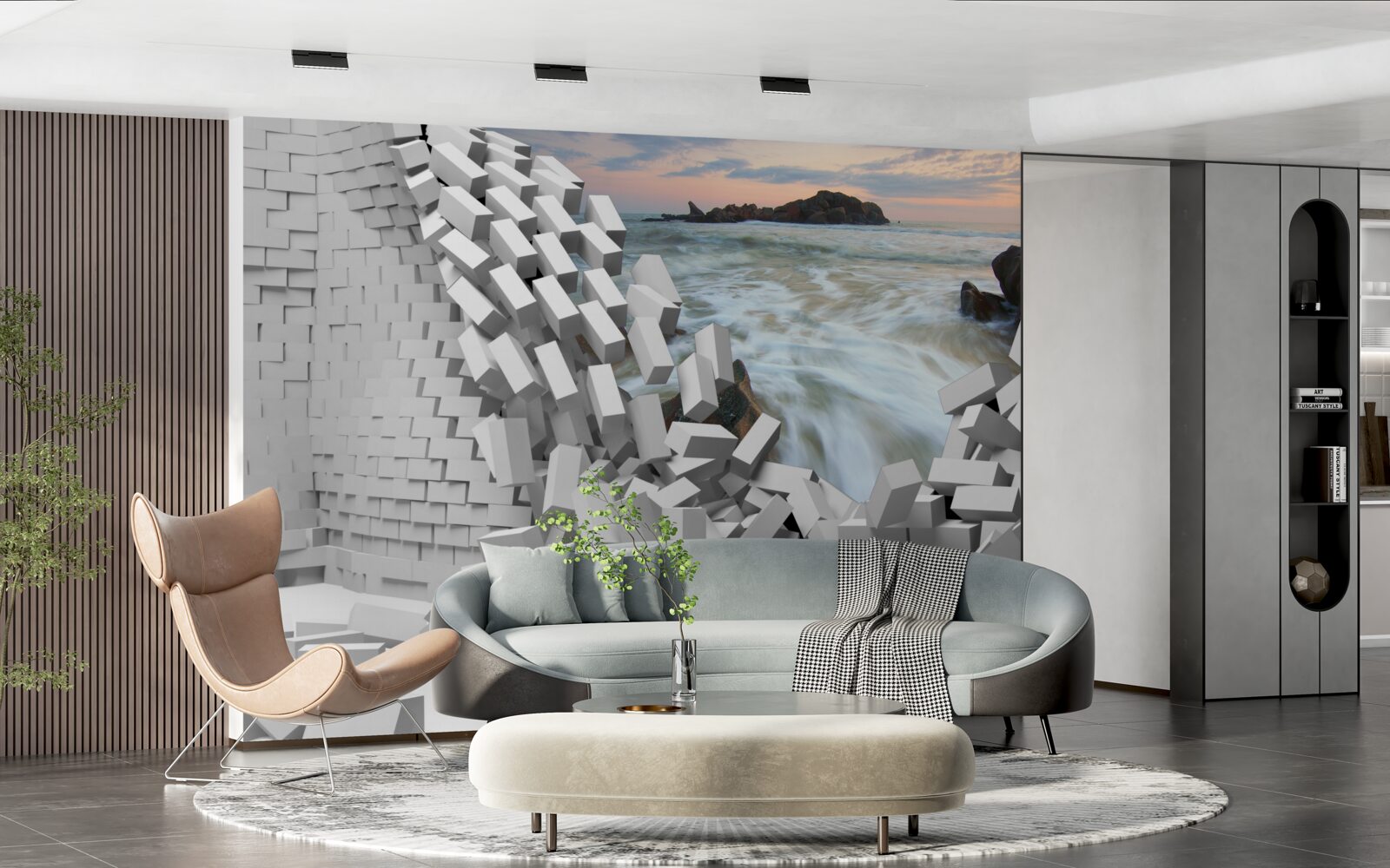 Fototapeta abstraktná stena je zničená vlnami