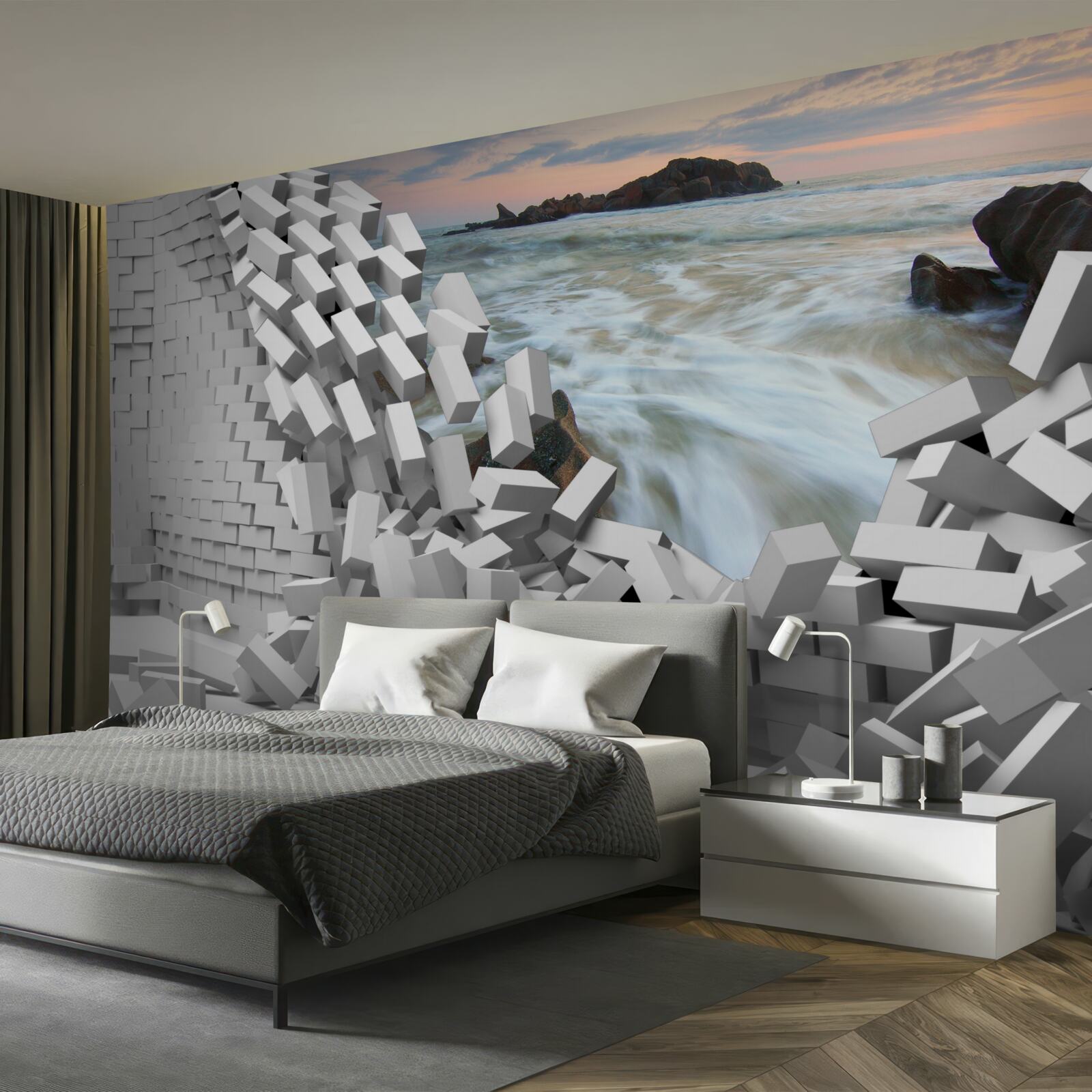 Fototapeta abstraktná stena je zničená vlnami