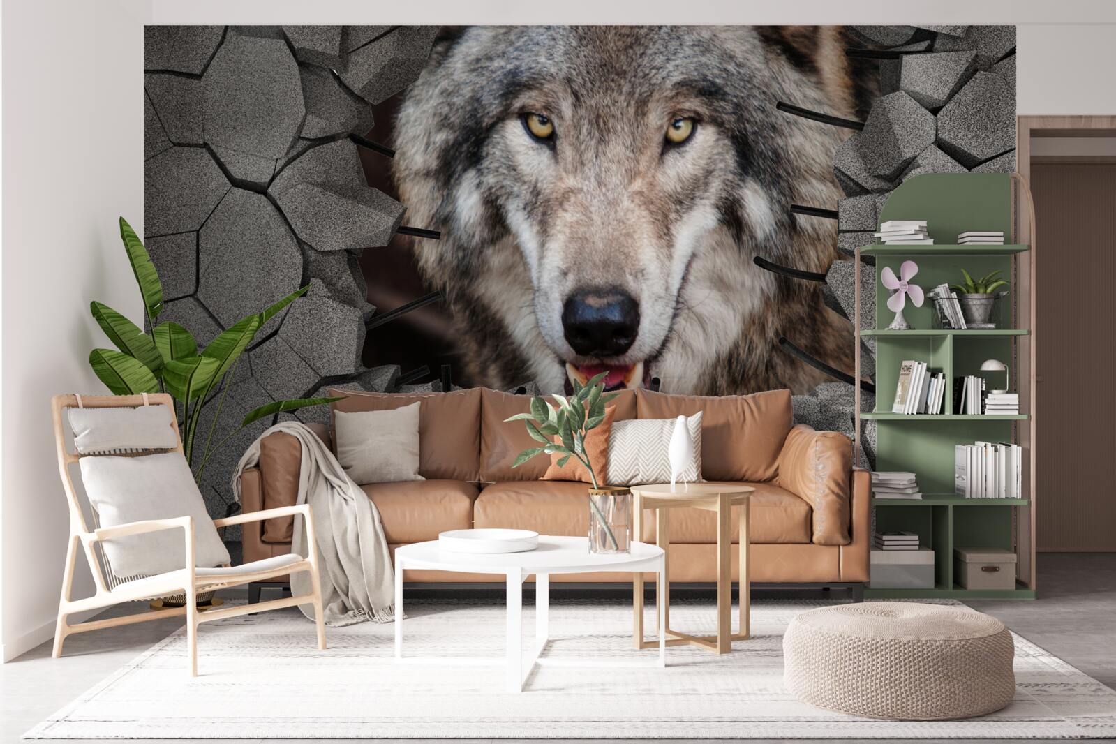 Fototapeta vlk z lesa ničí múr