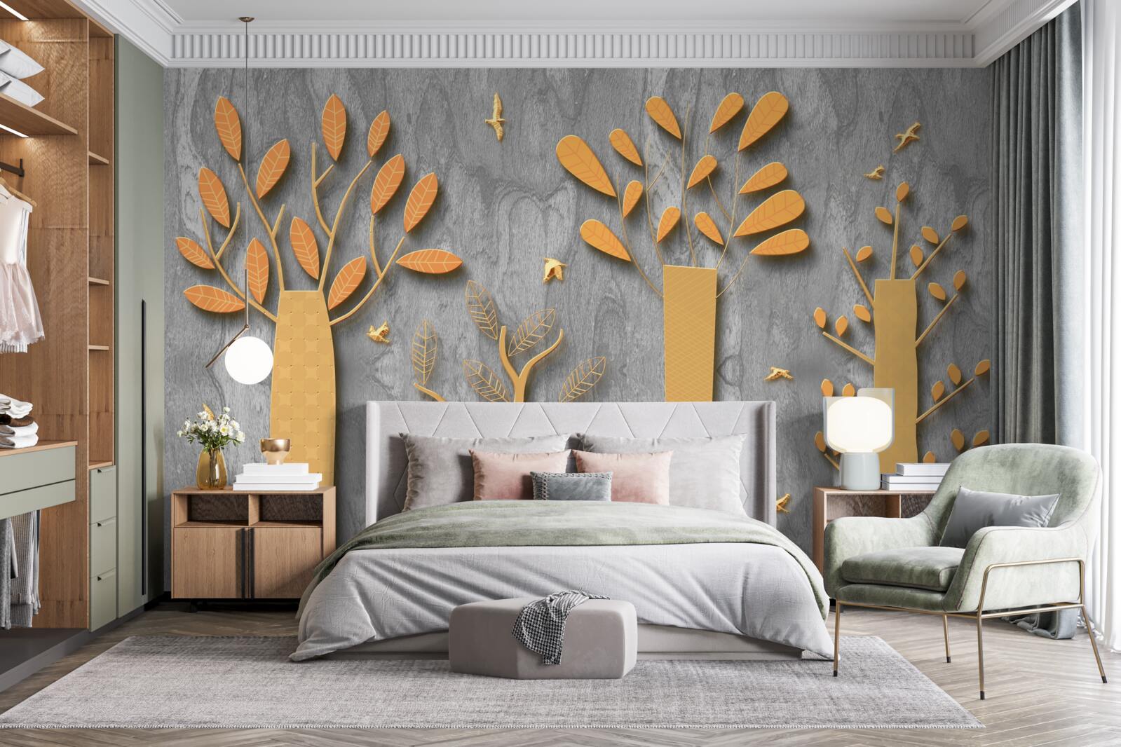 Fototapeta zlatá abstrakcia jesenného lesa