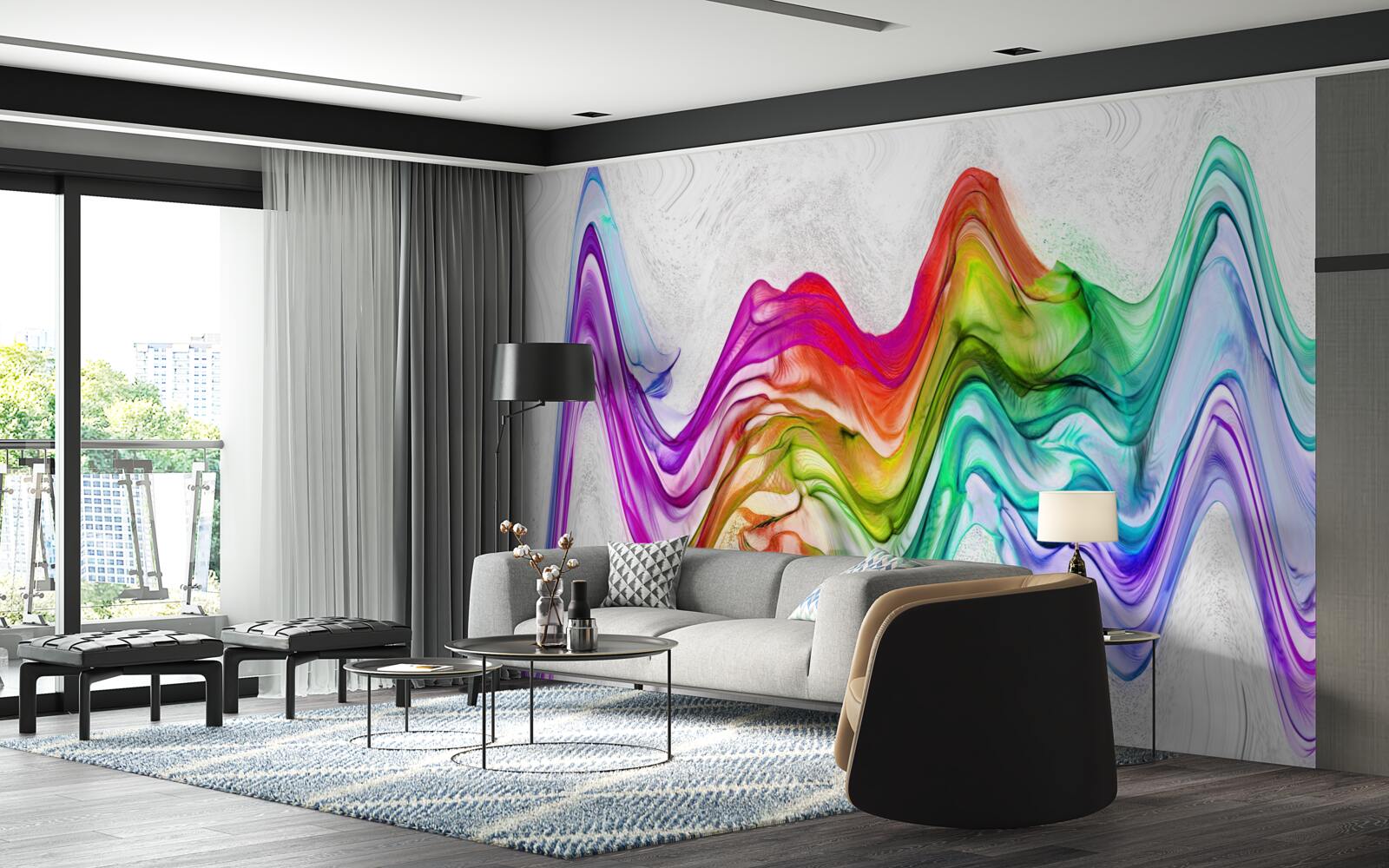 Fototapeta zvuková vlna spojená s jasnými čiarami