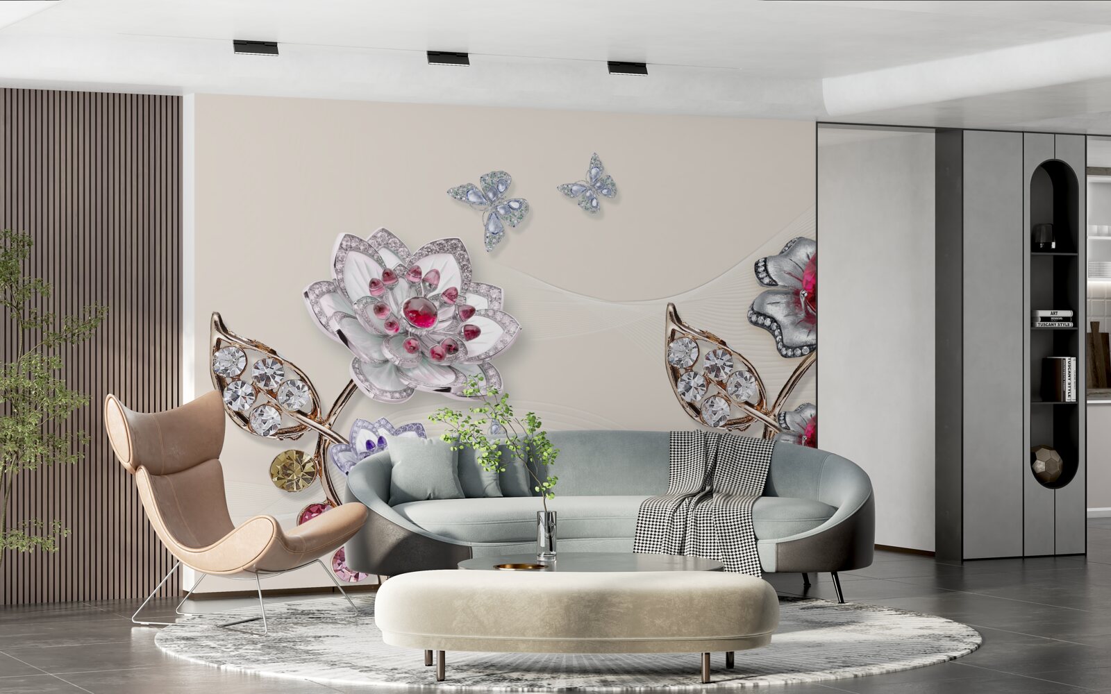 Fototapeta zlaté kvety zdobené drahými kameňmi potešia svojou krásou