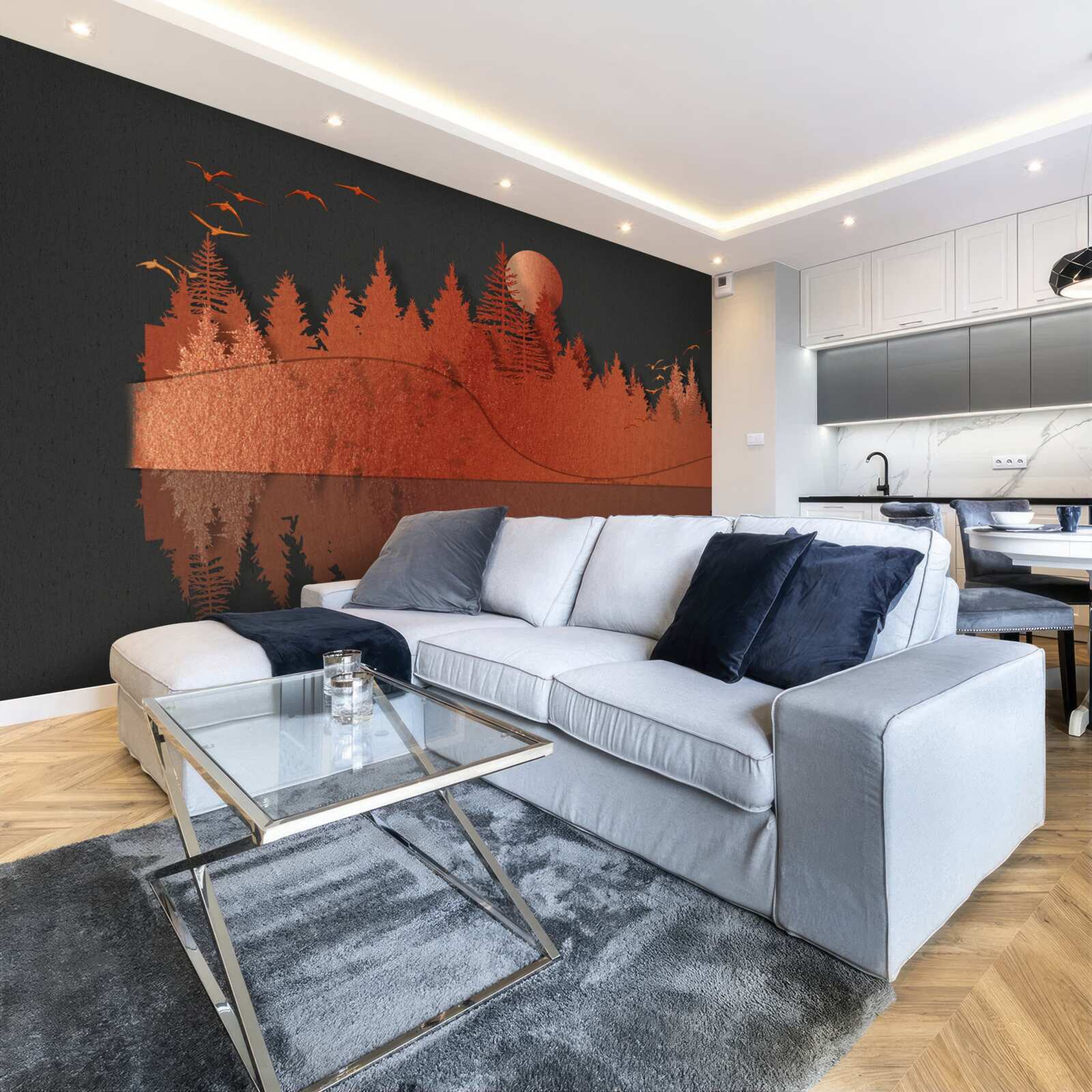 Fototapeta Vodné zrkadlo zobrazuje červený les