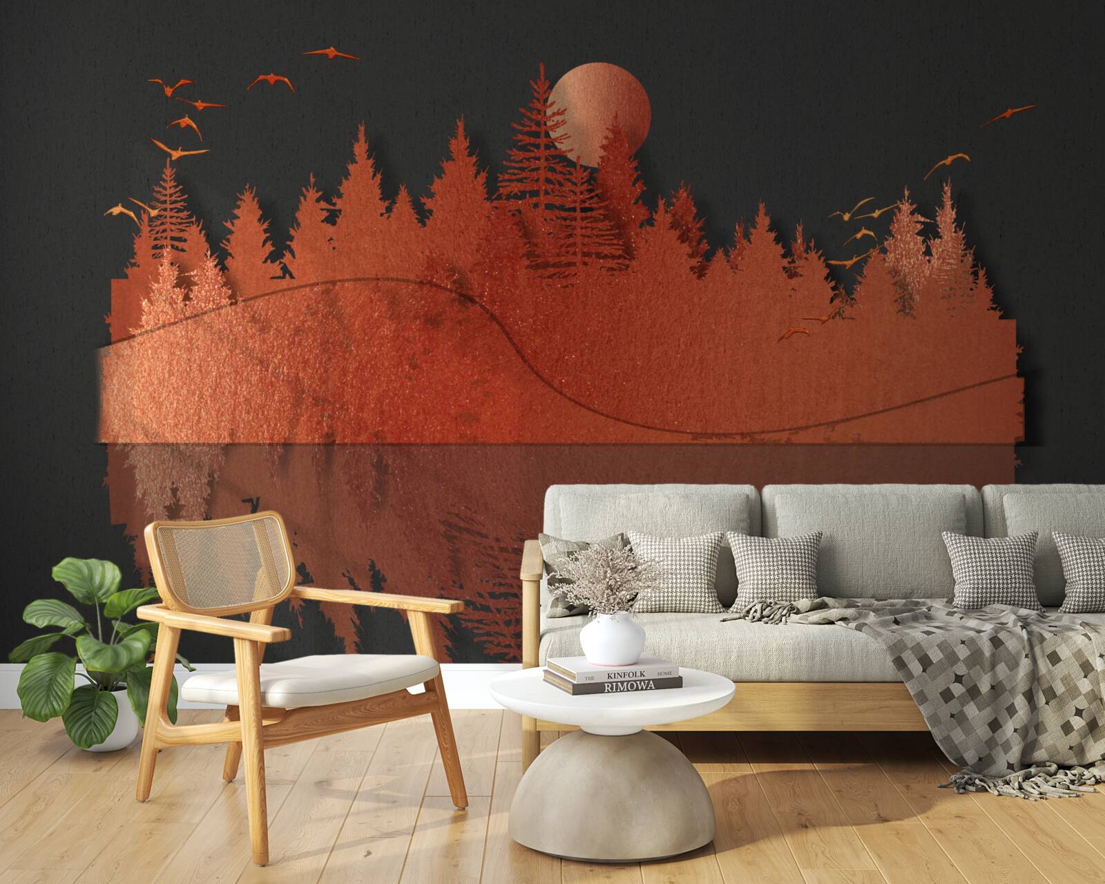 Fototapeta Vodné zrkadlo zobrazuje červený les