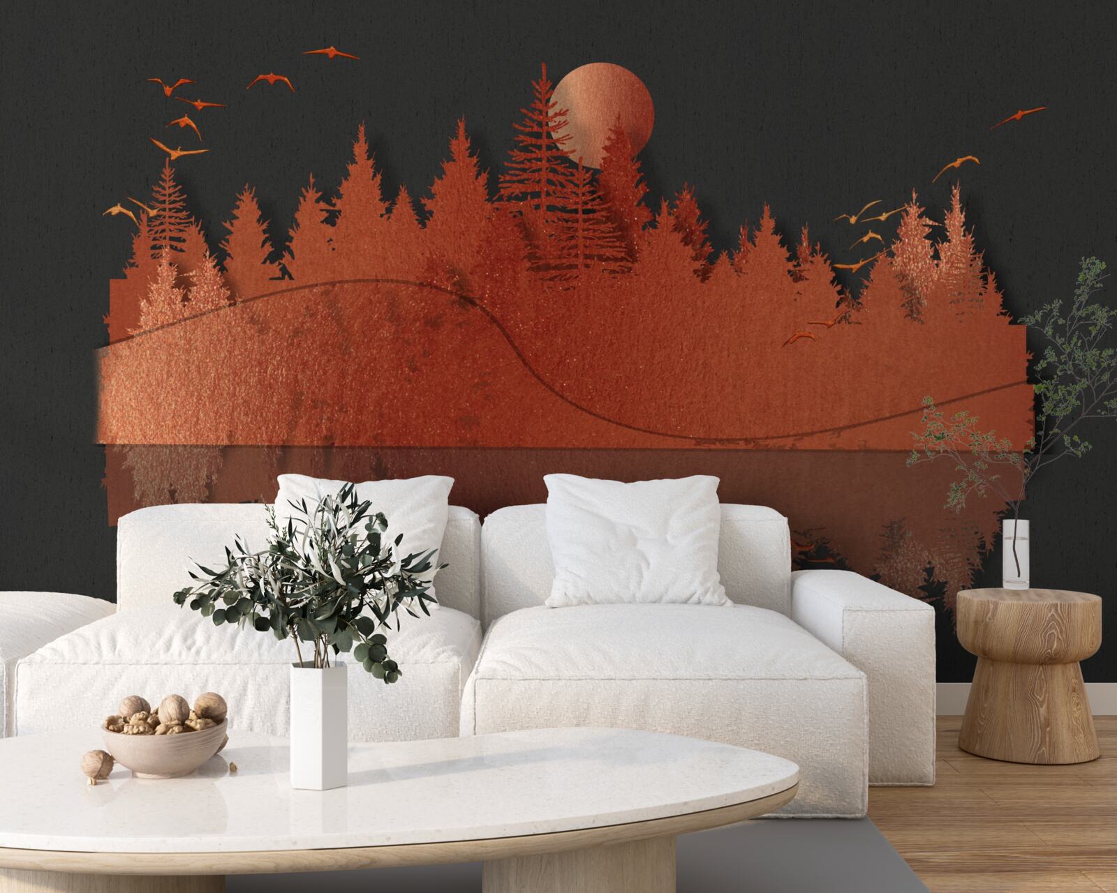 Fototapeta Vodné zrkadlo zobrazuje červený les