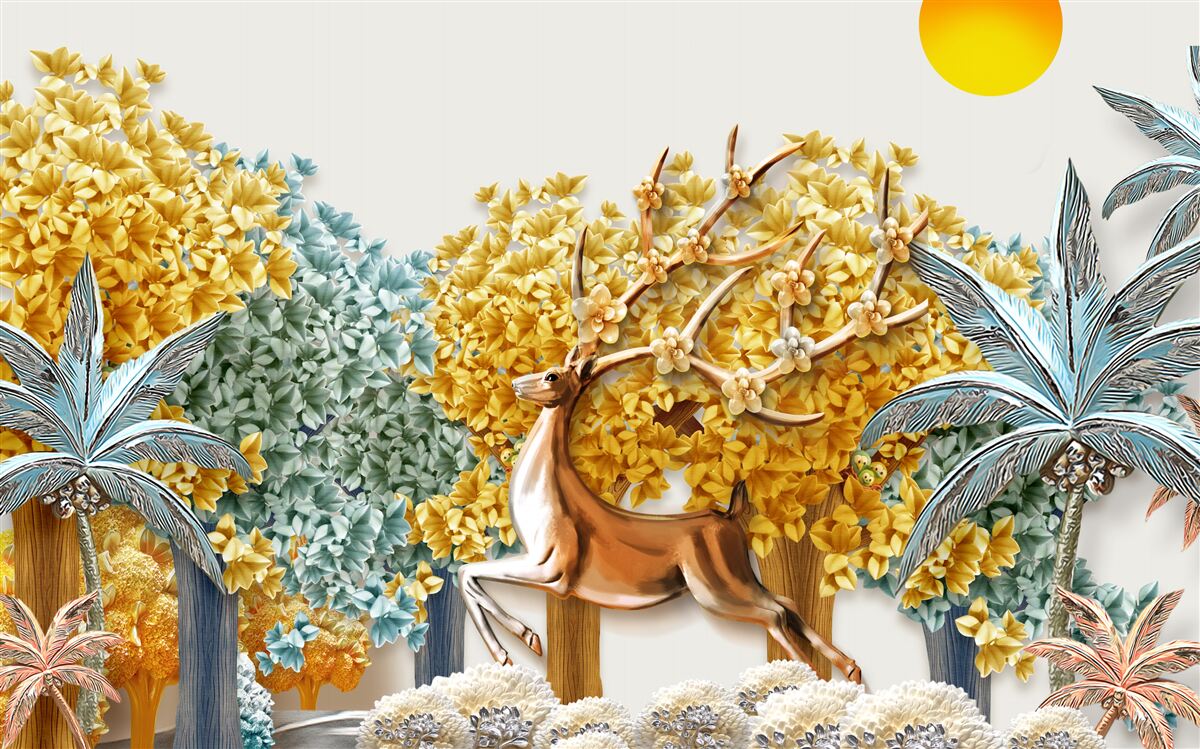 Fototapeta jeleň skok v tropickom lese