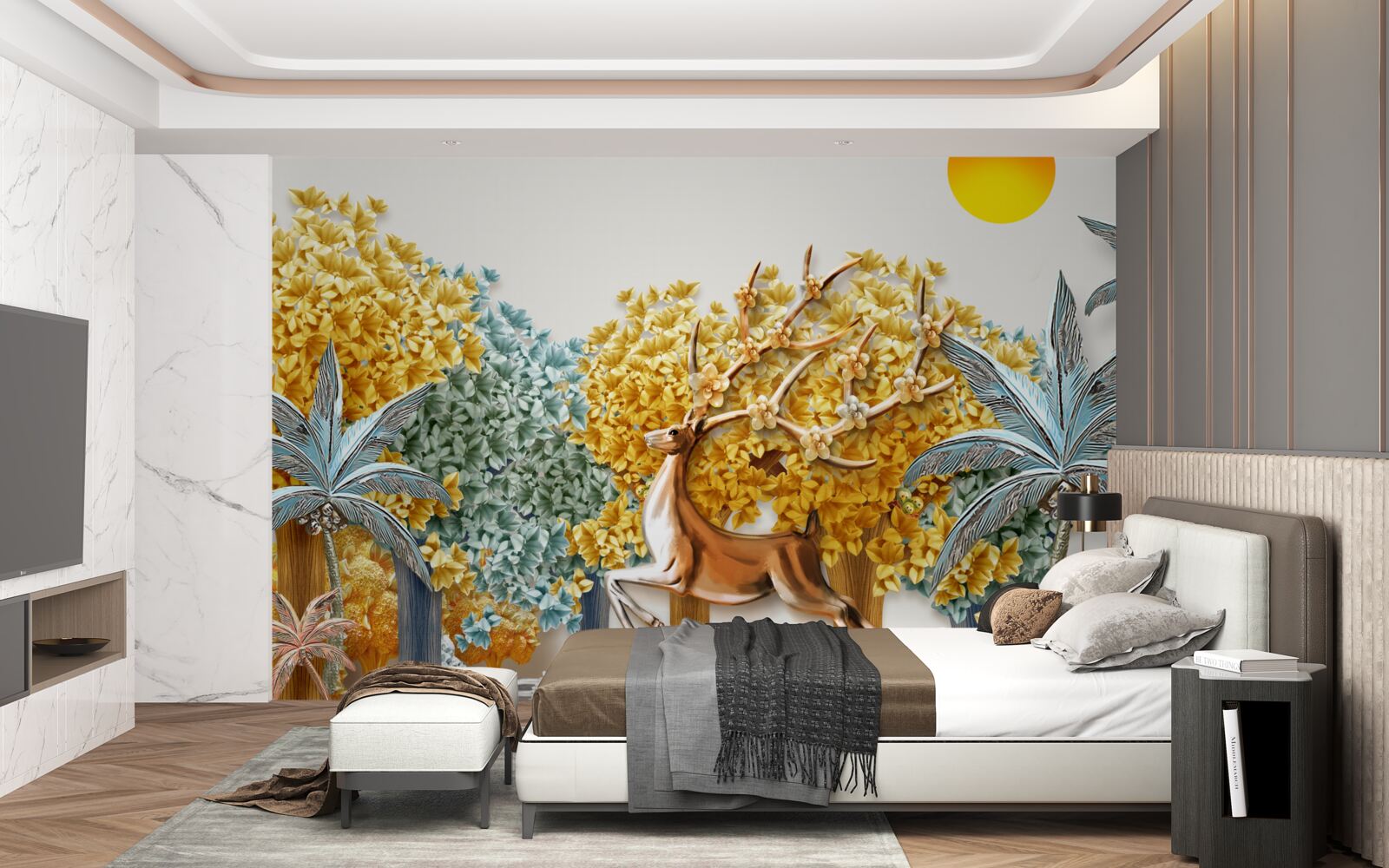 Fototapeta jeleň skok v tropickom lese