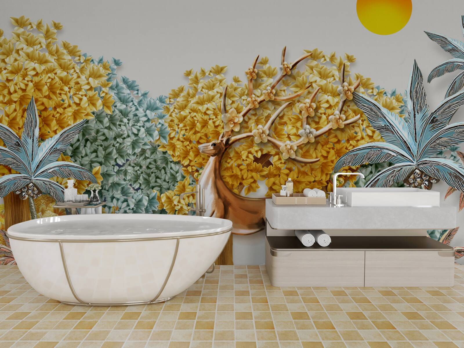 Fototapeta jeleň skok v tropickom lese