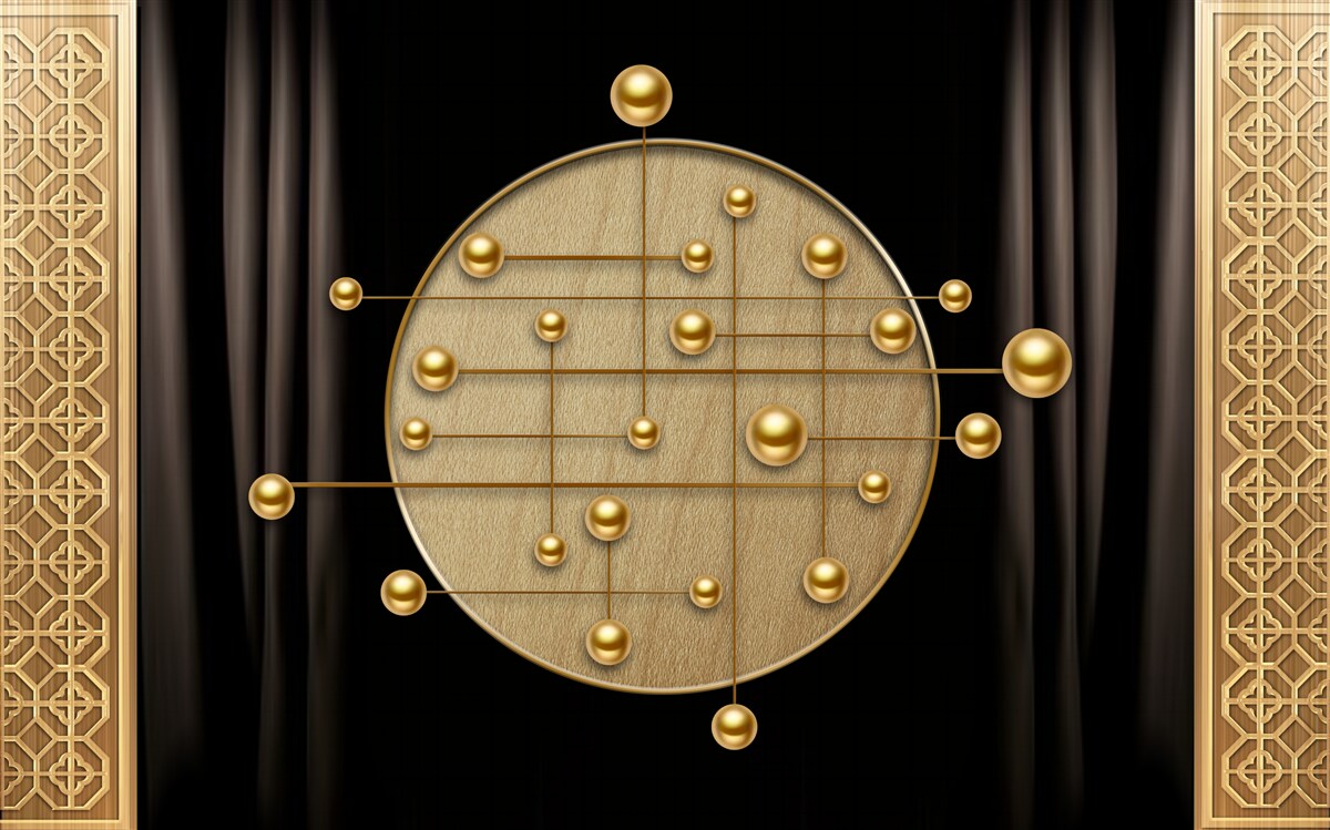 Fototapeta čierne pozadie je nasýtené orbitálnym zlatom