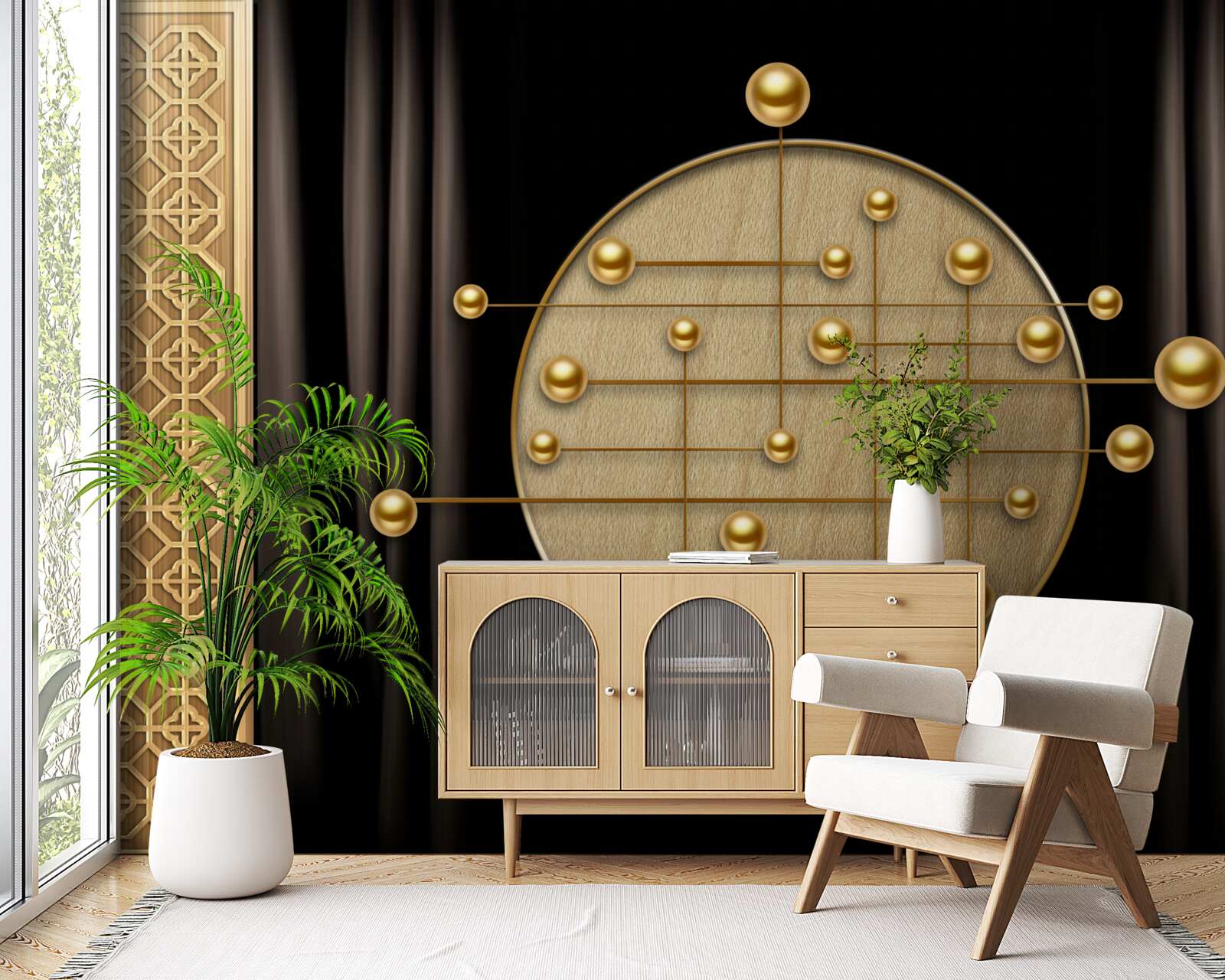 Fototapeta čierne pozadie je nasýtené orbitálnym zlatom