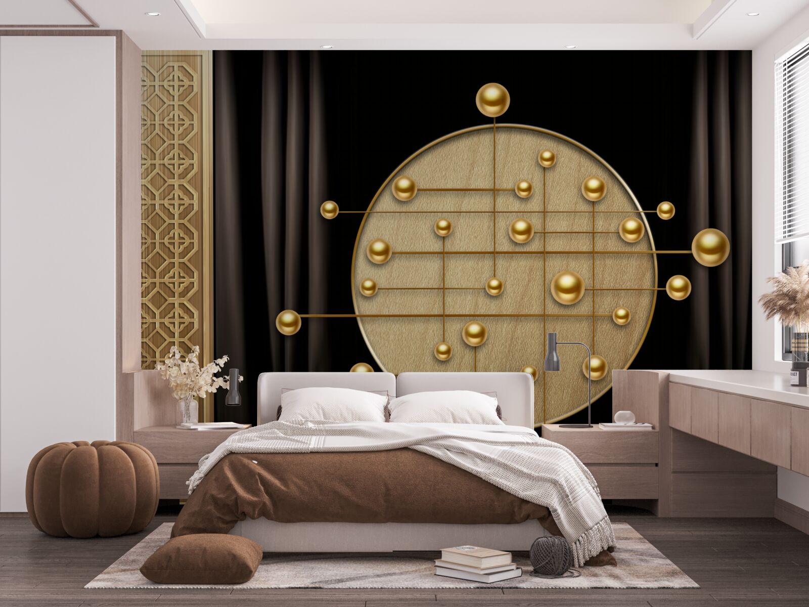 Fototapeta čierne pozadie je nasýtené orbitálnym zlatom