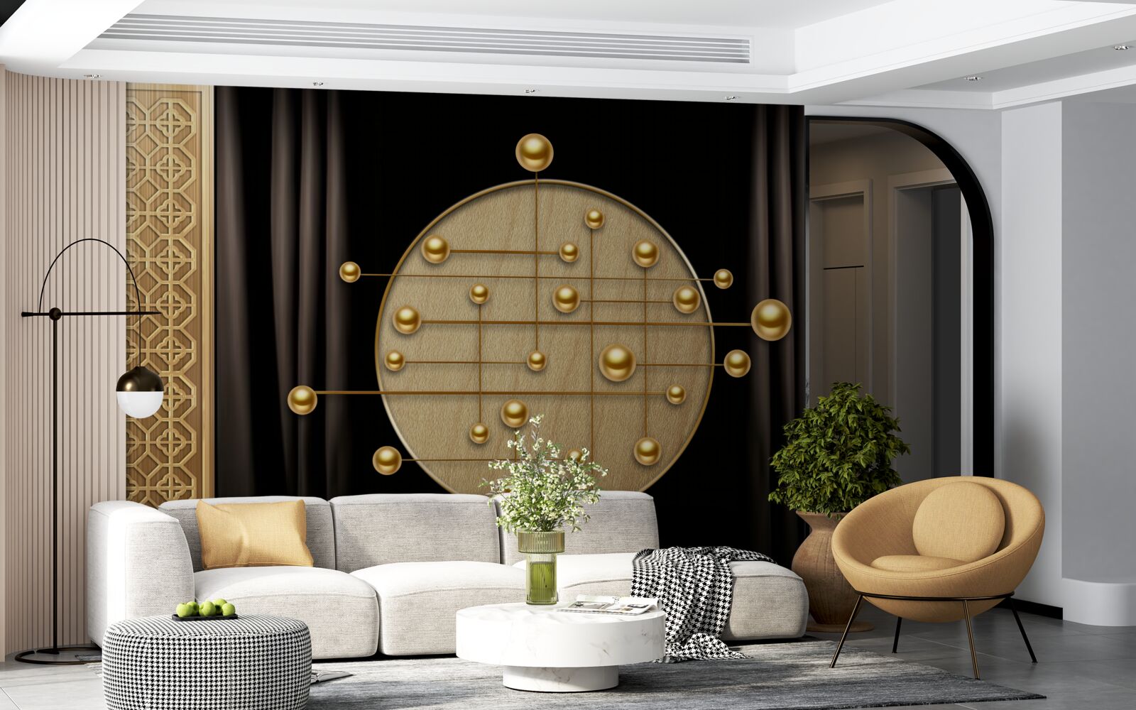 Fototapeta čierne pozadie je nasýtené orbitálnym zlatom