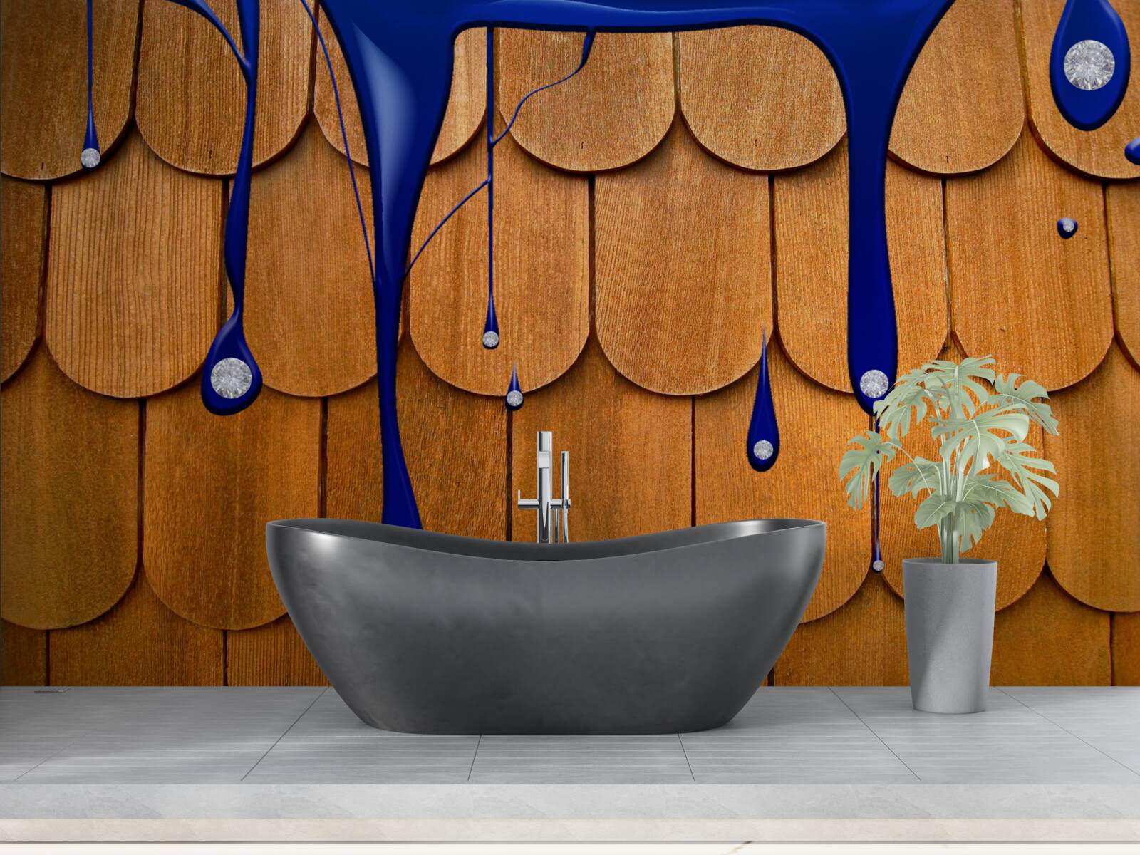 Fototapeta modrá farba sa objavuje na hnedej streche