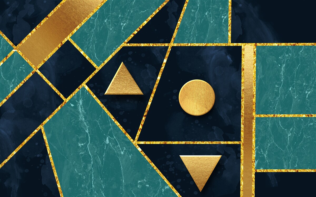 Fototapeta mozaika v odtieňoch zlatej a smaragdovej