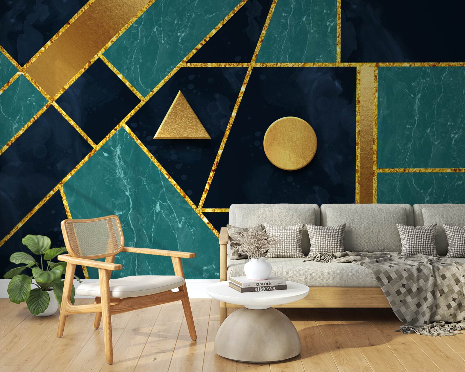 Fototapeta mozaika v odtieňoch zlatej a smaragdovej