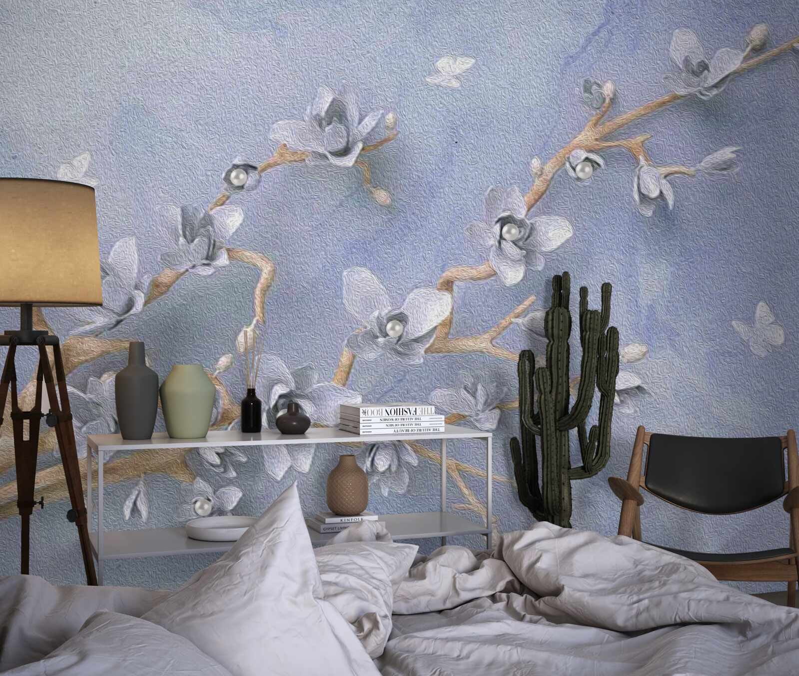 Fototapeta vetva s bielymi kvetmi