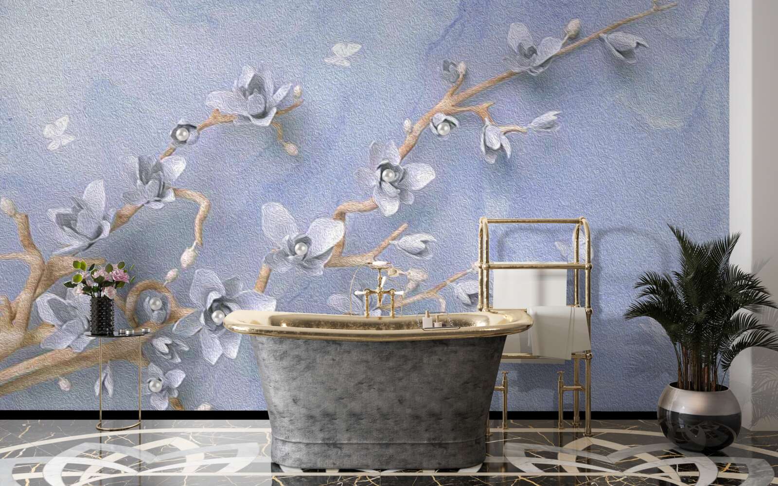 Fototapeta vetva s bielymi kvetmi