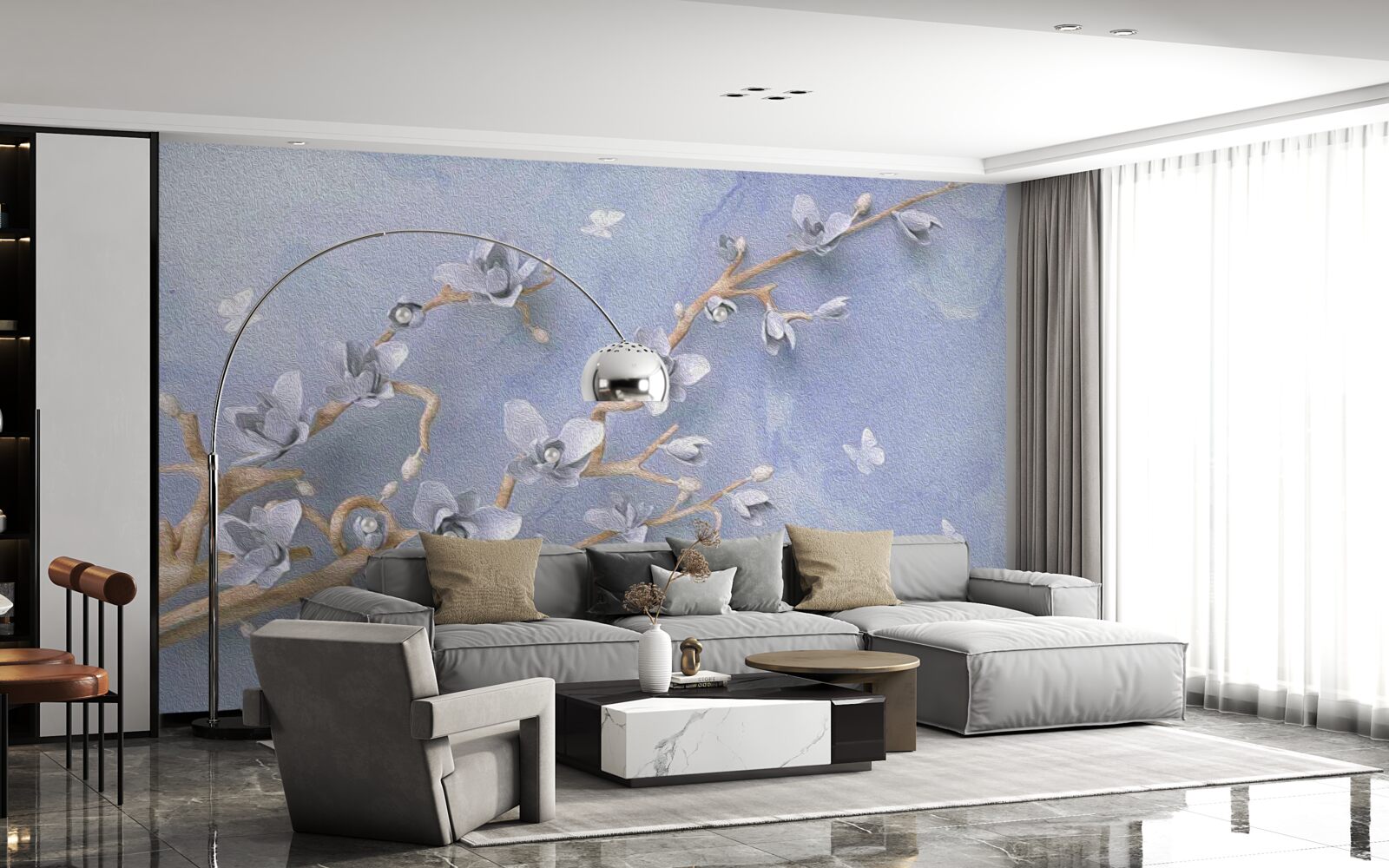 Fototapeta vetva s bielymi kvetmi