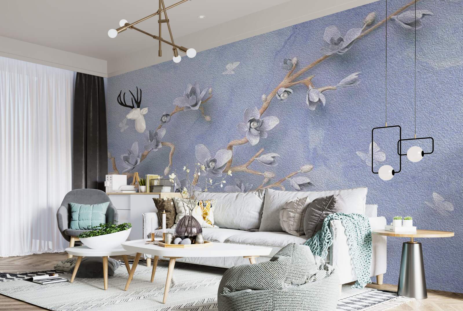 Fototapeta vetva s bielymi kvetmi