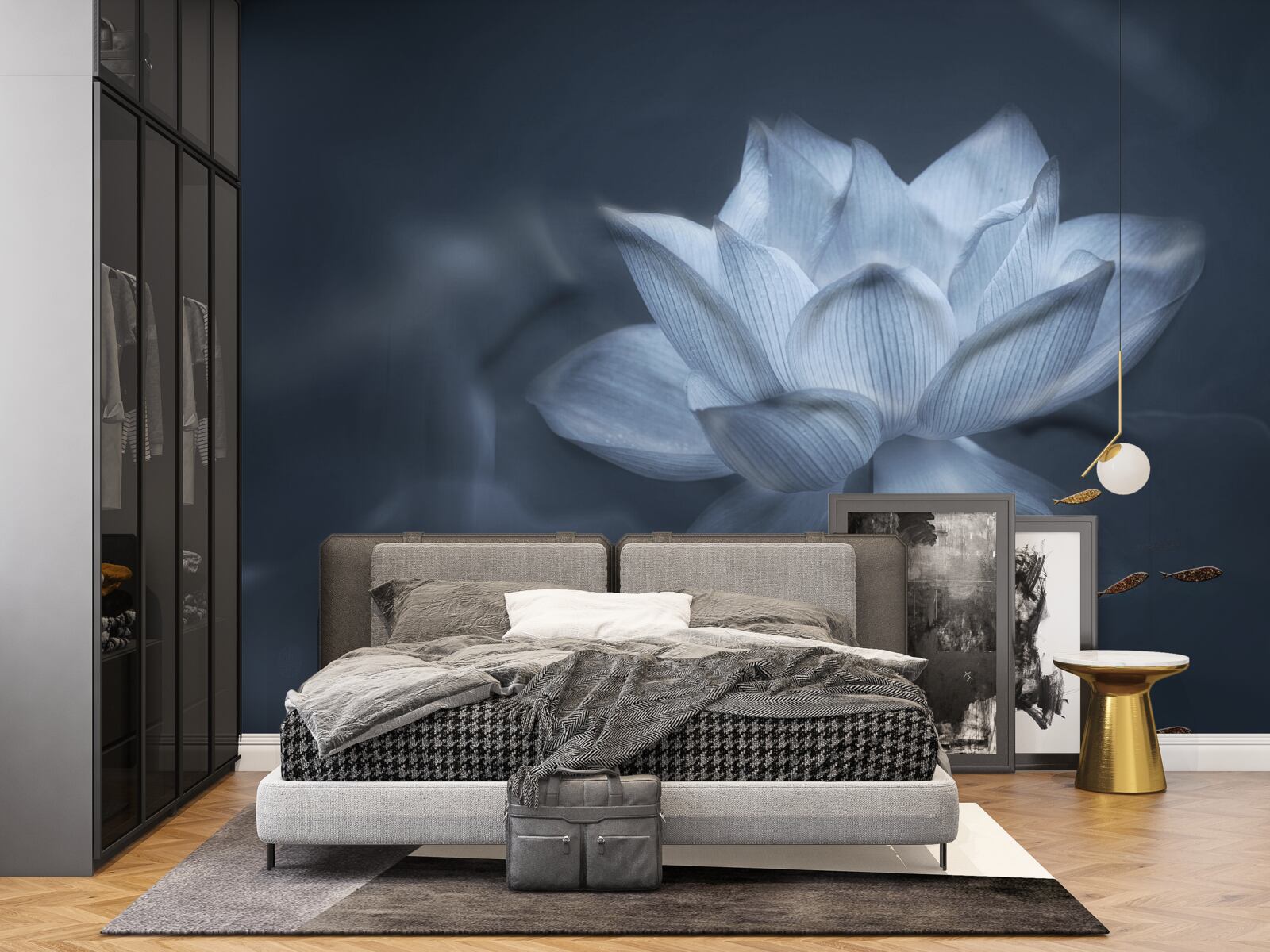 Fototapeta zlatá rybka a biely lotos