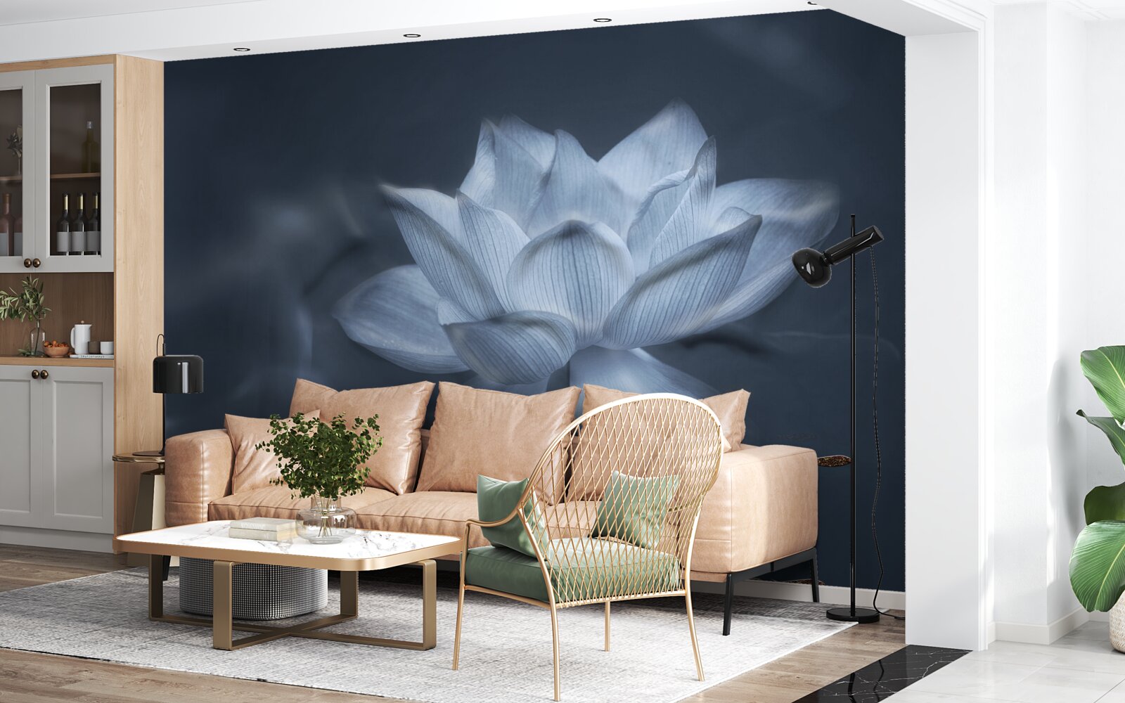 Fototapeta zlatá rybka a biely lotos