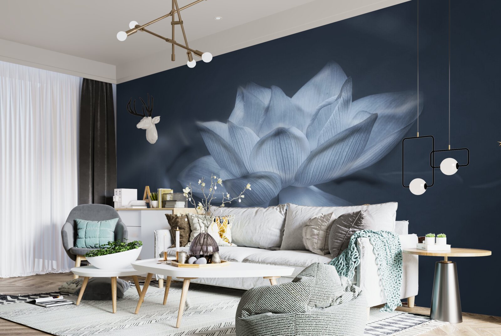 Fototapeta zlatá rybka a biely lotos