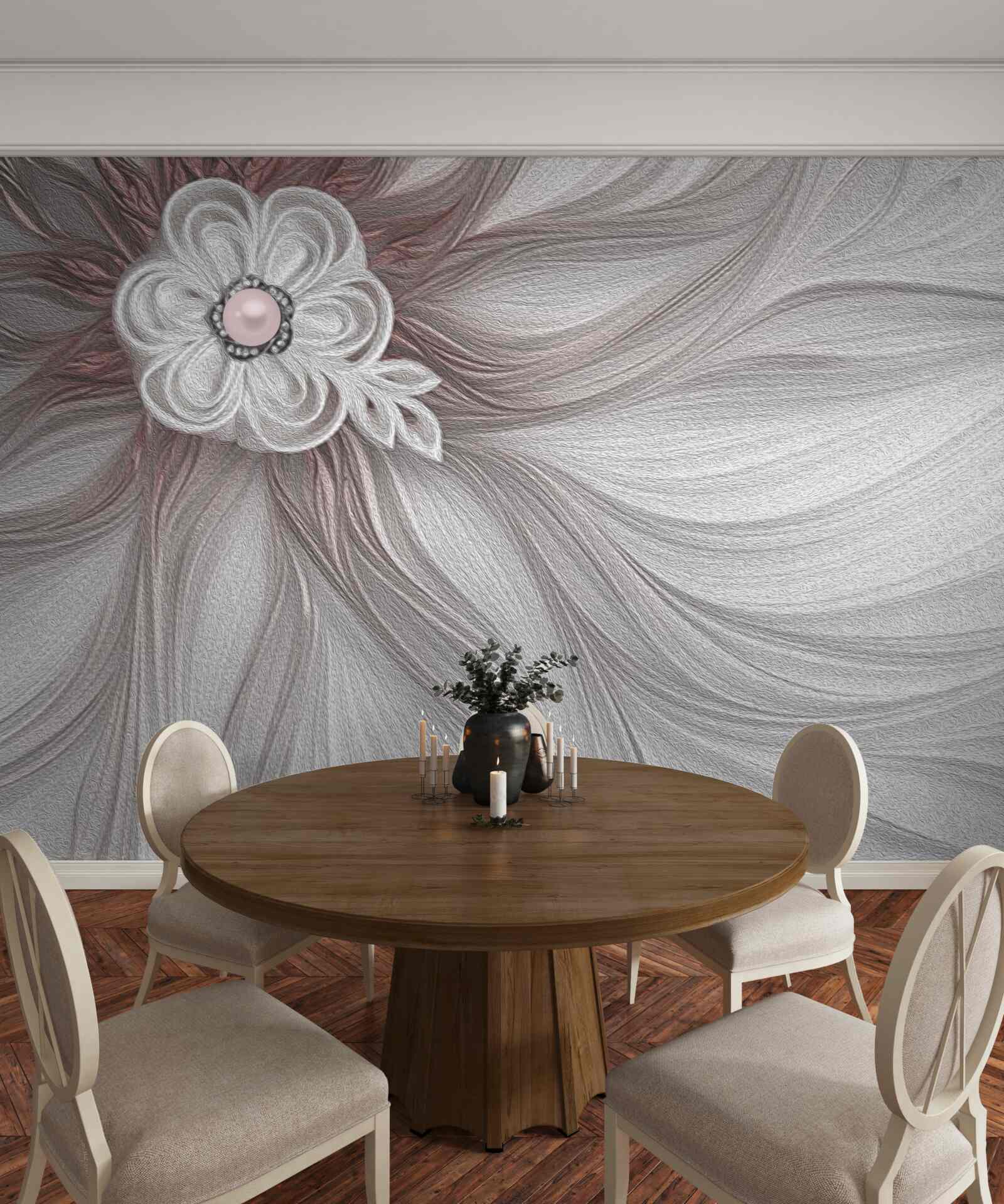 Fototapeta Stred bieleho kvetu je zdobený perličkami