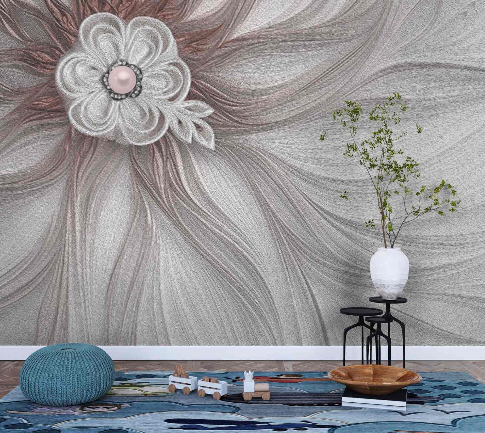 Fototapeta Stred bieleho kvetu je zdobený perličkami