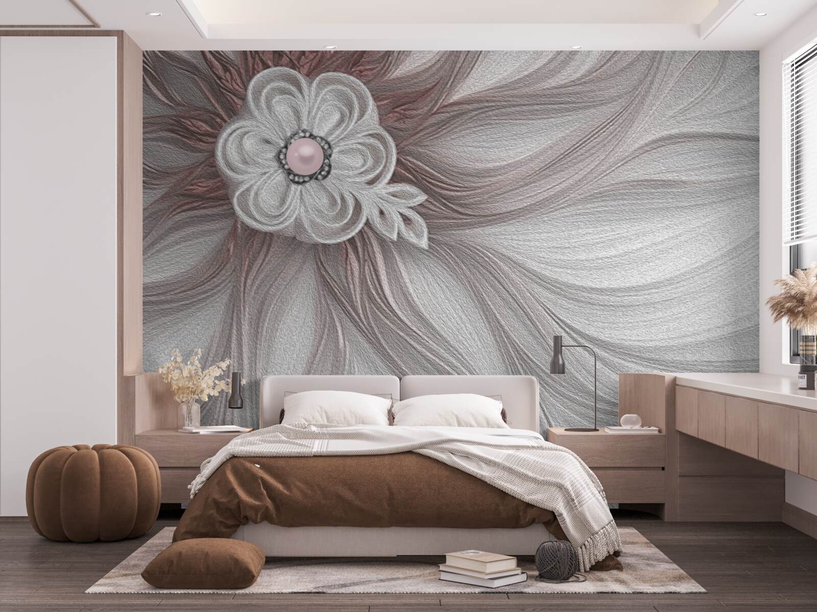 Fototapeta Stred bieleho kvetu je zdobený perličkami