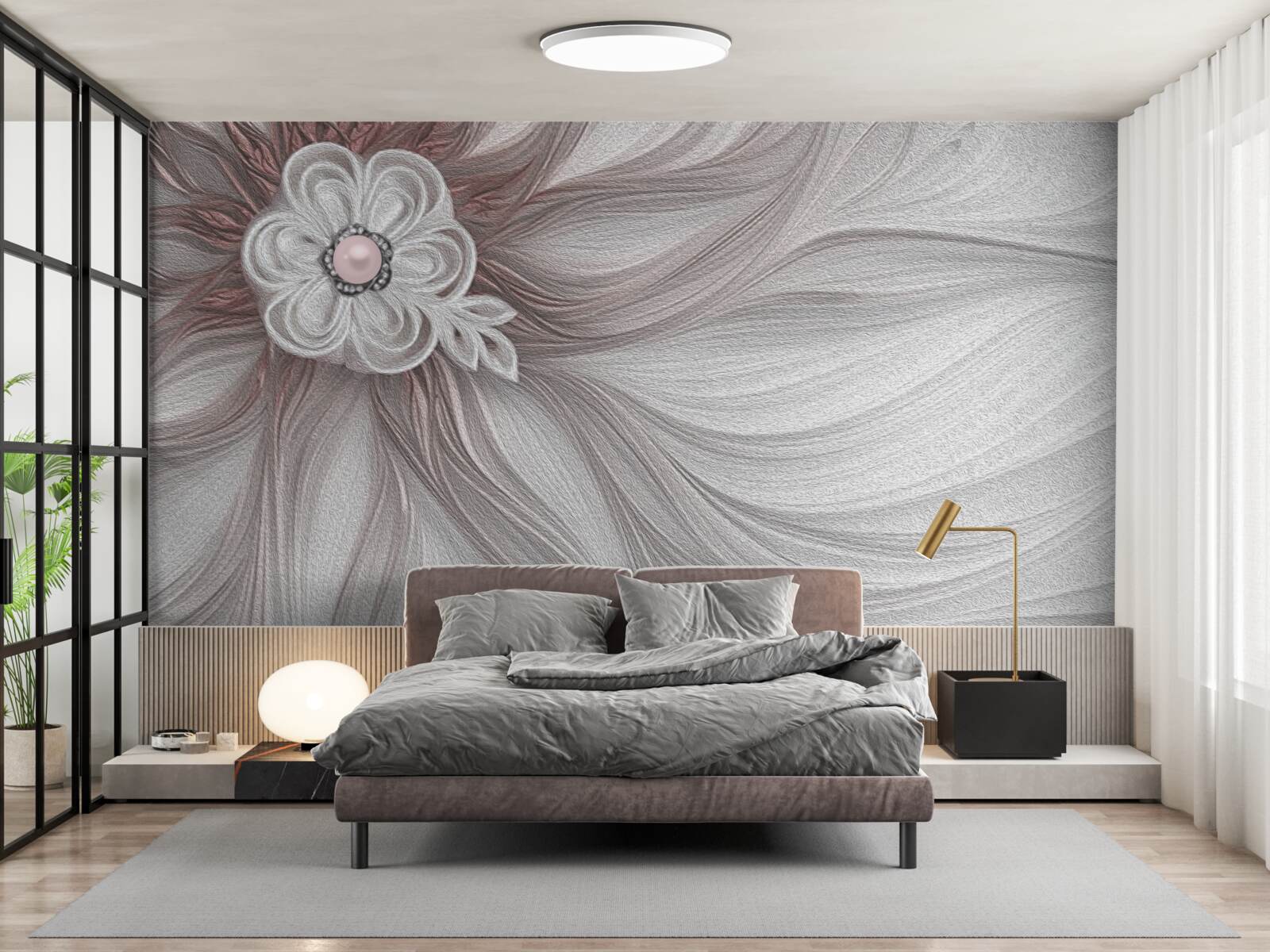 Fototapeta Stred bieleho kvetu je zdobený perličkami