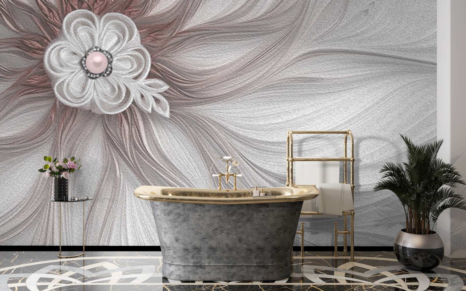 Fototapeta Stred bieleho kvetu je zdobený perličkami