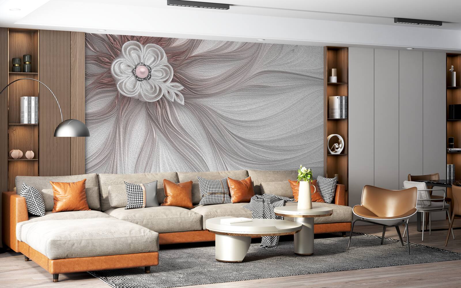 Fototapeta Stred bieleho kvetu je zdobený perličkami