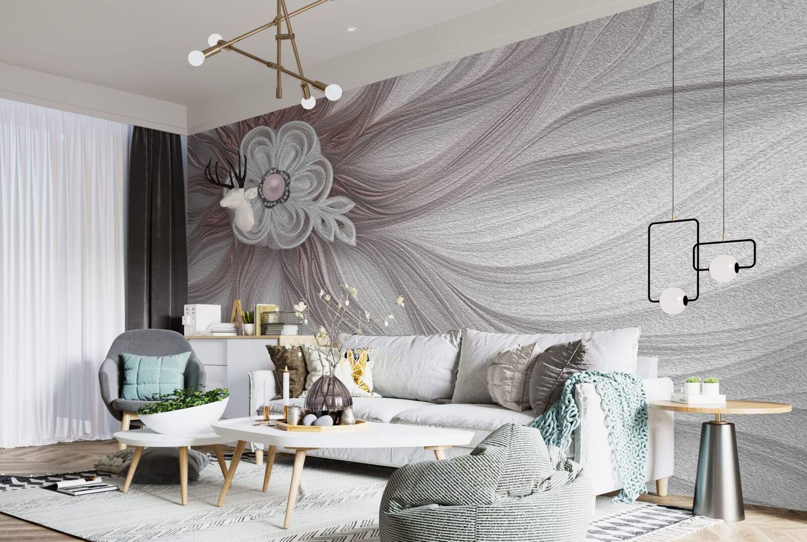 Fototapeta Stred bieleho kvetu je zdobený perličkami