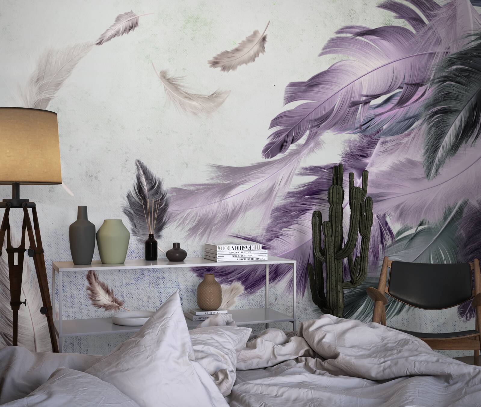 Fototapeta fialové lietajúce pierka