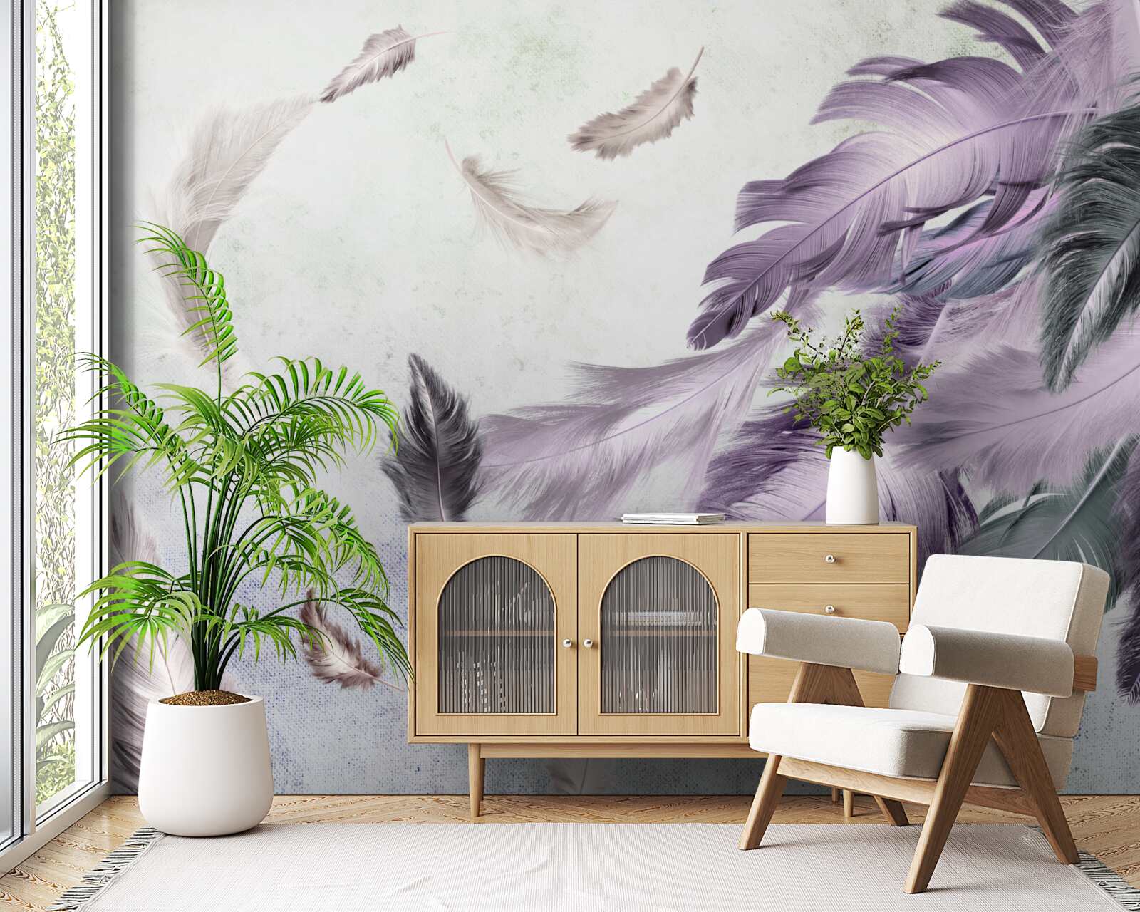 Fototapeta fialové lietajúce pierka