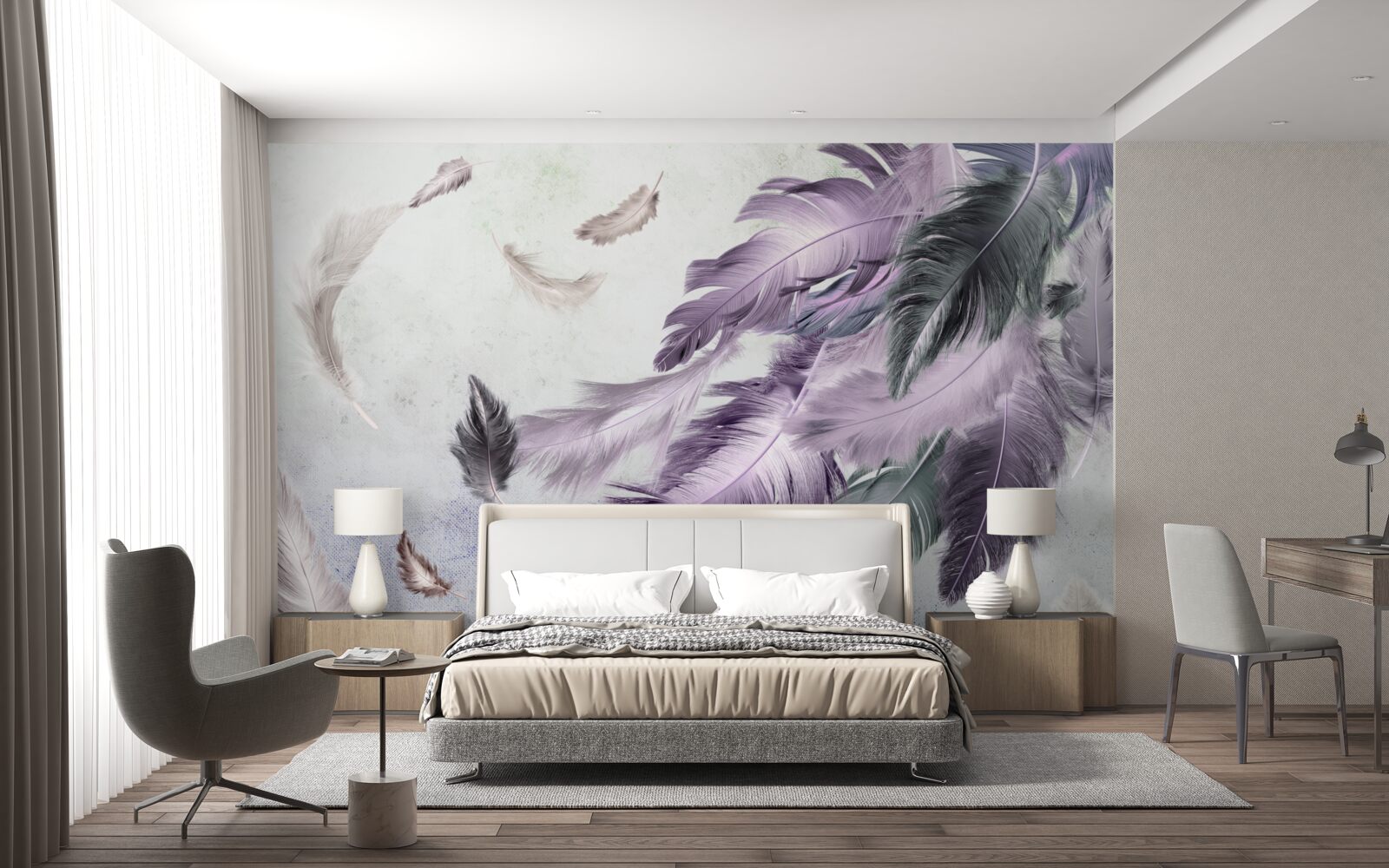 Fototapeta fialové lietajúce pierka