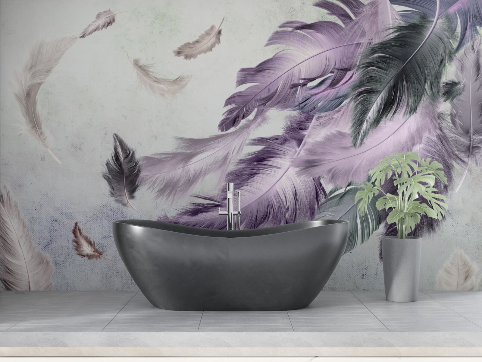 Fototapeta fialové lietajúce pierka