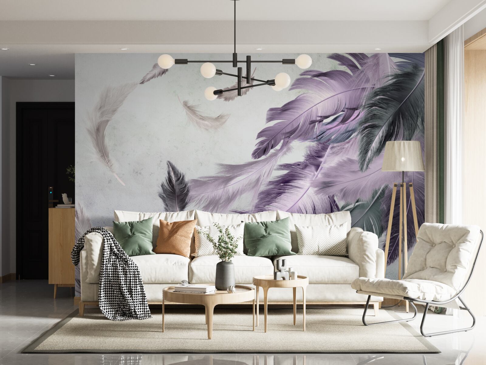 Fototapeta fialové lietajúce pierka