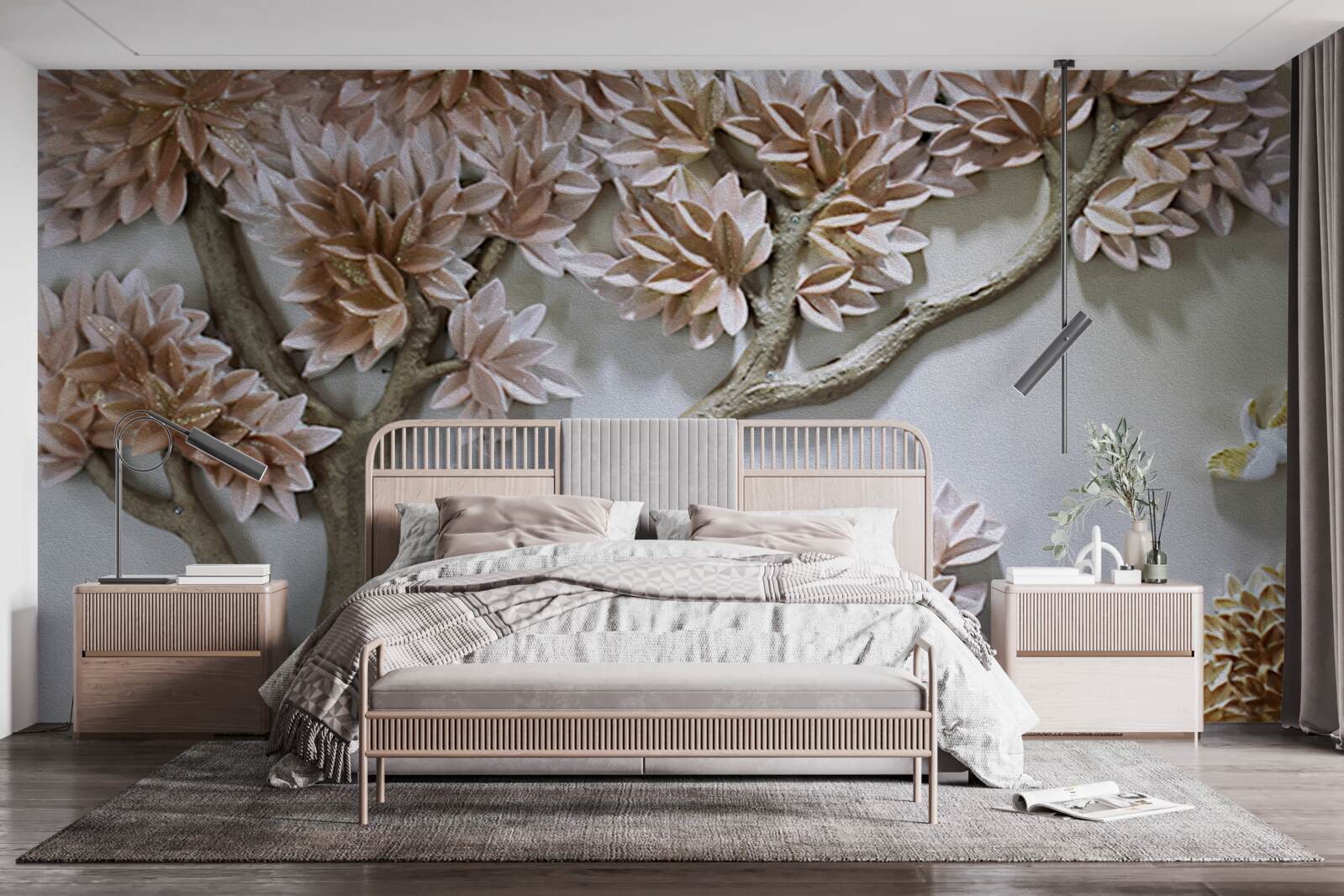 Fototapeta majestátny strom s listami a vtákmi