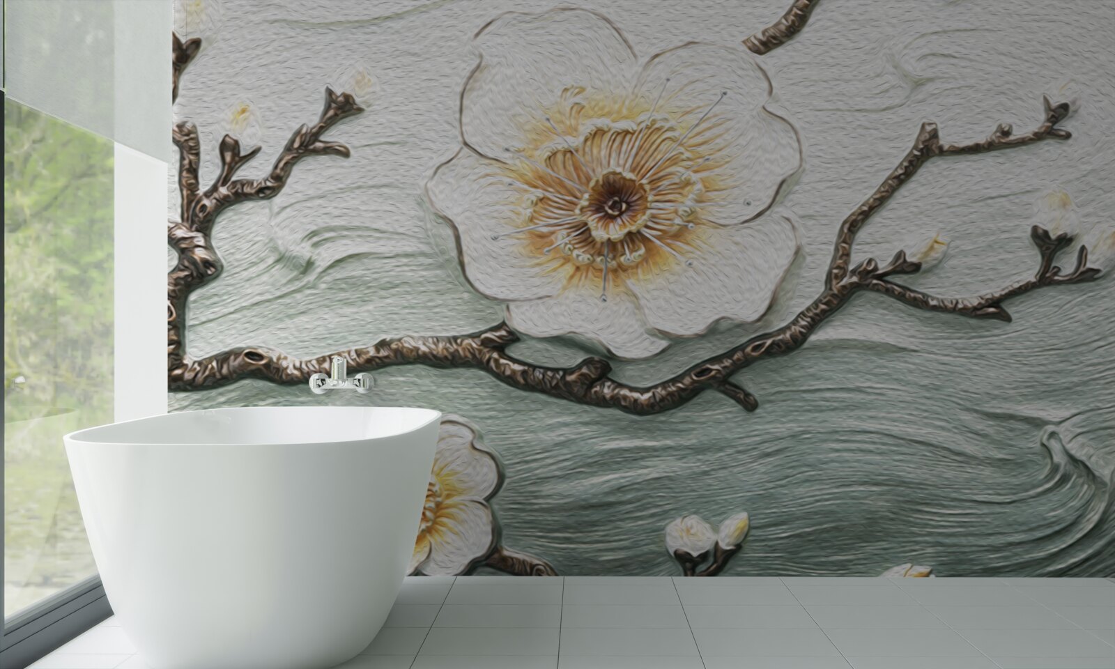 Fototapeta vietor kýve púčiky bielej magnólie