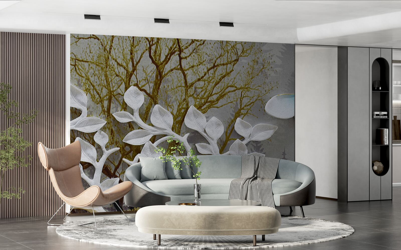 Fototapeta motýľ sedí na bielom konári v lese