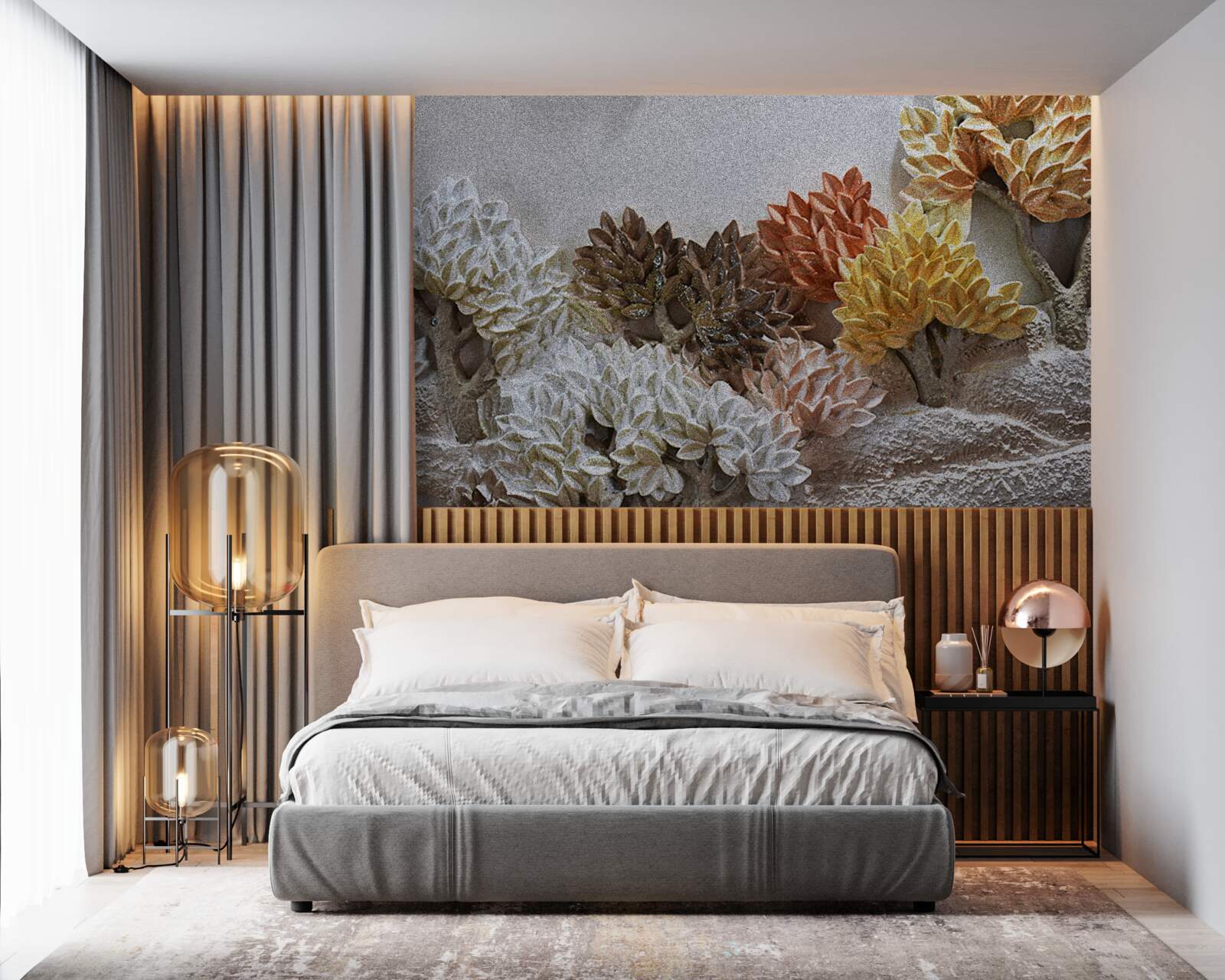 Fototapeta odtiene postele pripomínajú jeseň v chladnom lese