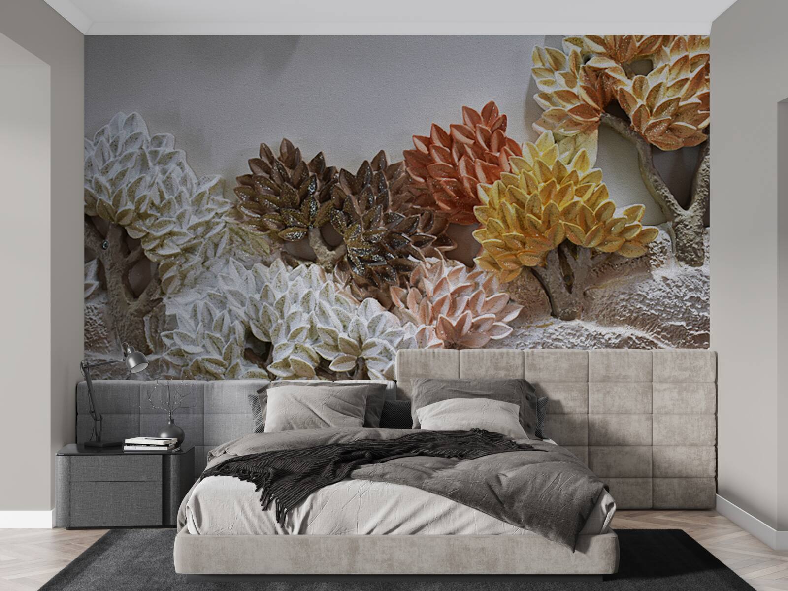 Fototapeta odtiene postele pripomínajú jeseň v chladnom lese