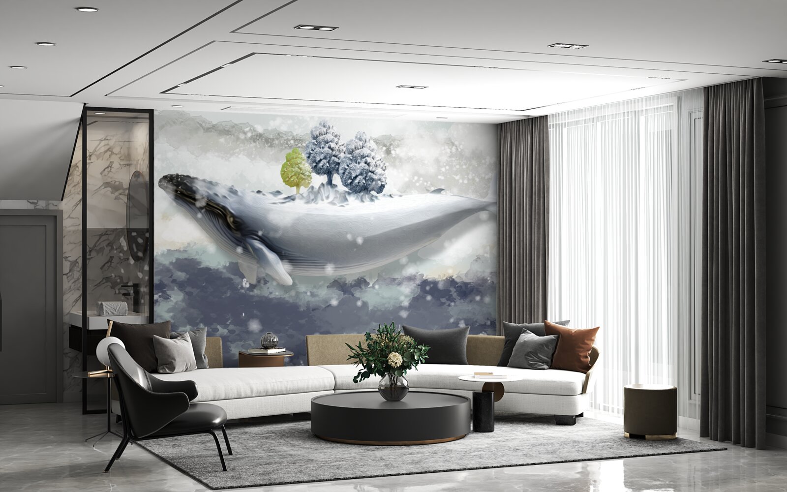 Fototapeta albínska veľryba v ľadovom mori