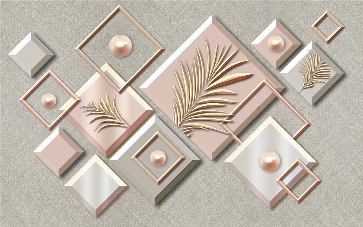 Fototapeta abstrakcia vo forme obdĺžnikov s listami