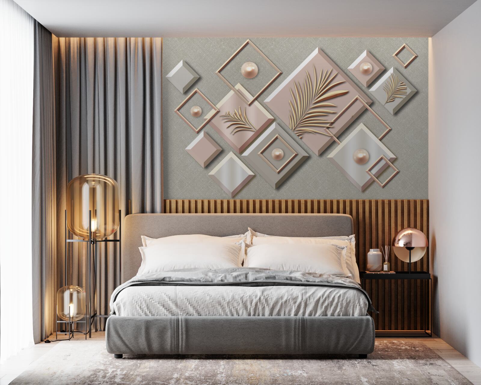 Fototapeta abstrakcia vo forme obdĺžnikov s listami