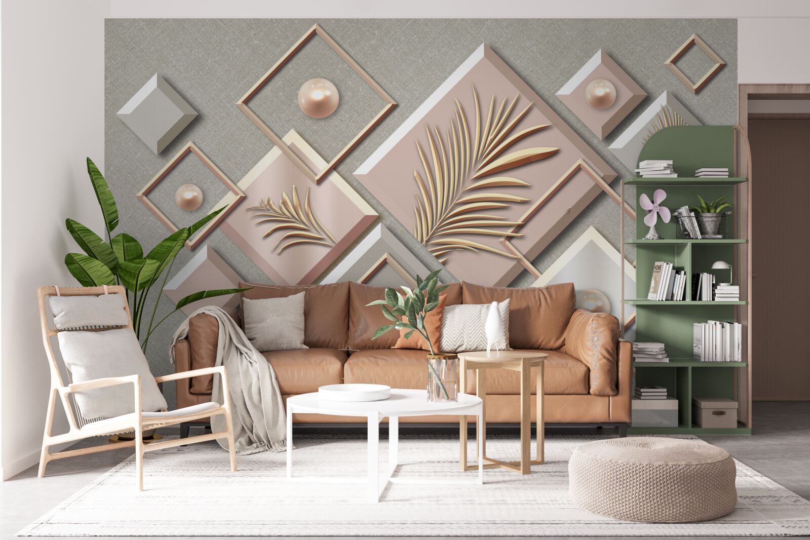 Fototapeta abstrakcia vo forme obdĺžnikov s listami