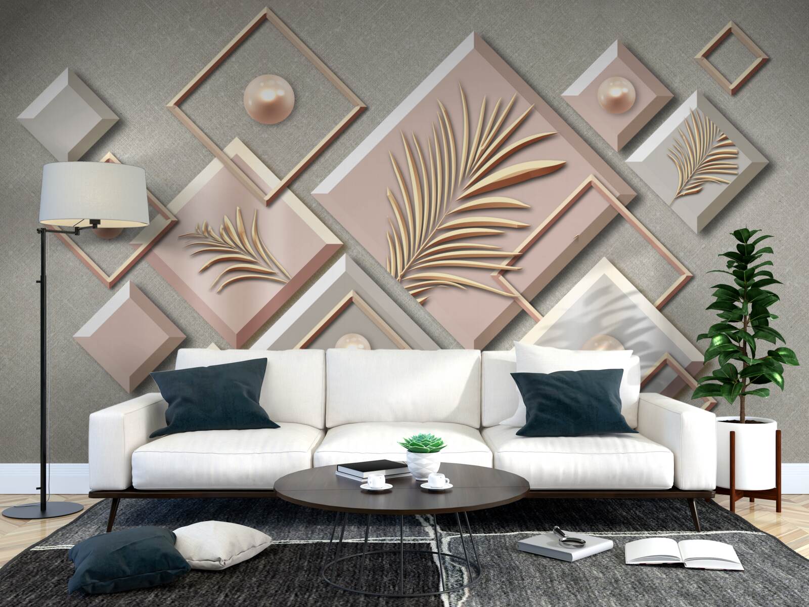 Fototapeta abstrakcia vo forme obdĺžnikov s listami